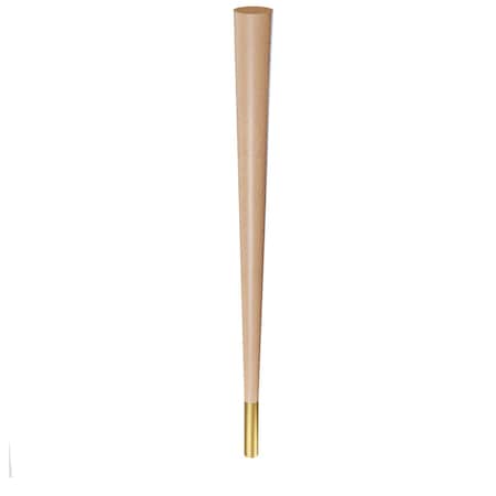29 Round Tapered Leg And 4 Satin Brass Ferrule - Hardwood With Semi-Gloss Clear Coat Finish